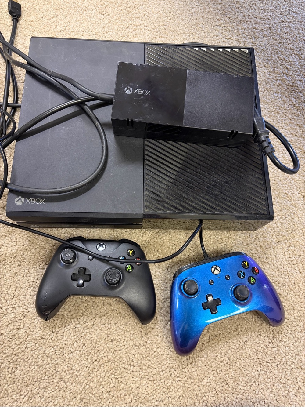 One Console Bundle with Black and Blue Gradient Wireless Controllers